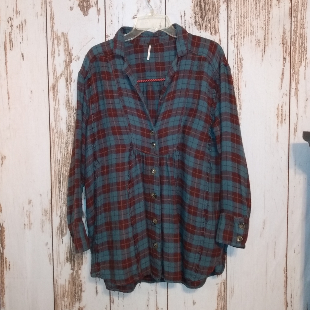 Free people plaid baby doll flannel M